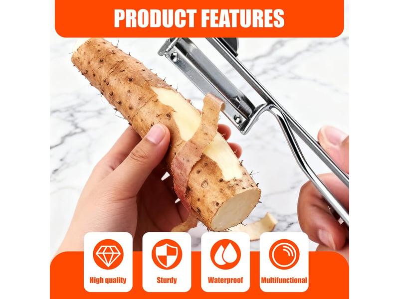  Éplucheur universel, 2 pcs eplucheur légumes, lame en acier inoxydable, éplucheur à pommes de terre dentelé pour carottes, aubergines, argent  - Conforama E