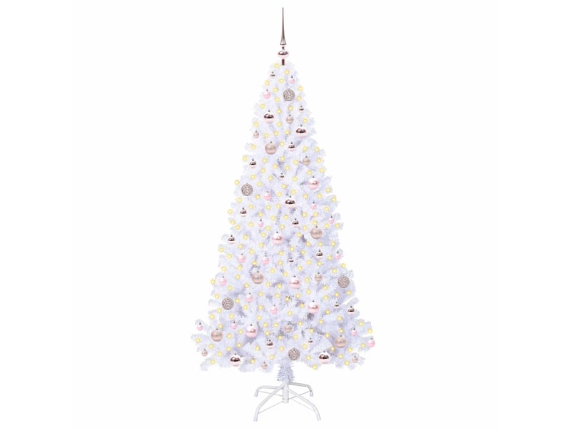  Sapin de noël artificiel, arbre de noël avec 300 led blanc 180 cm pvc et acier shl2183  - Conforama C