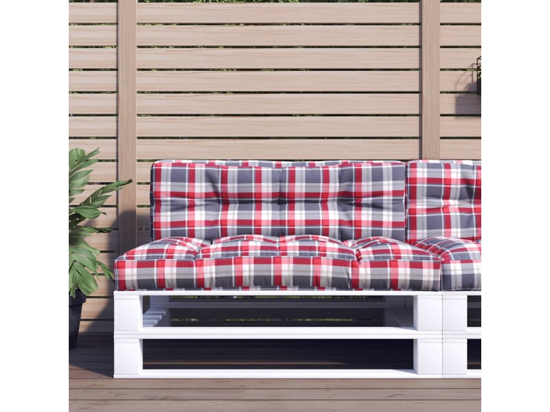  Coussin de palette, coussin de chaise, coussin de canapé motif à carreaux rouge 120x40x12 cm tissu cf55373  - Conforama B