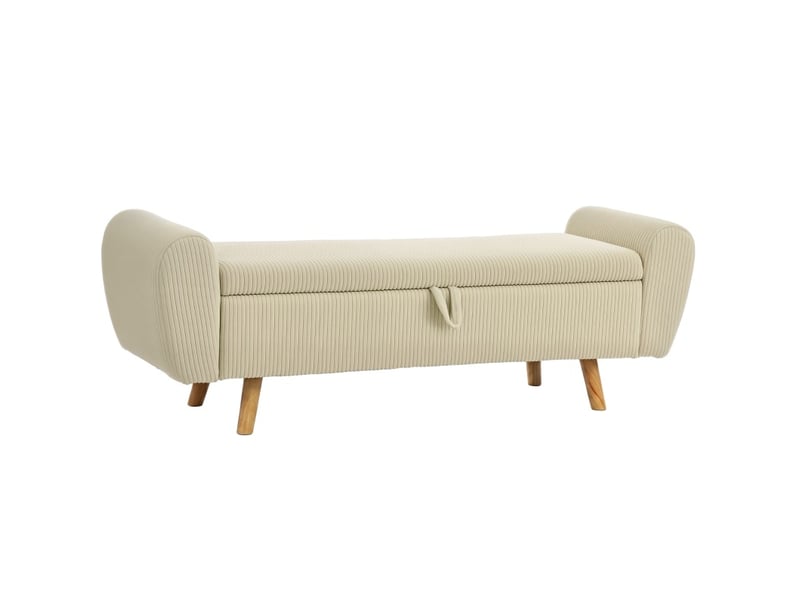  Banc de rangement 150 x 45 x 51 cm beige, velours côtelé, assise 2 places avec accoudoirs et coffre 73 l  - Conforama A