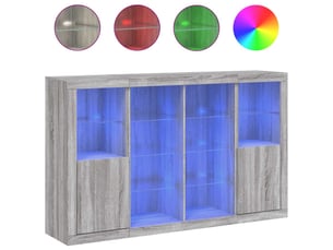Buffets avec lumières led 3 pcs - bahut - meuble de rangement sonoma gris bois d'ingénierie