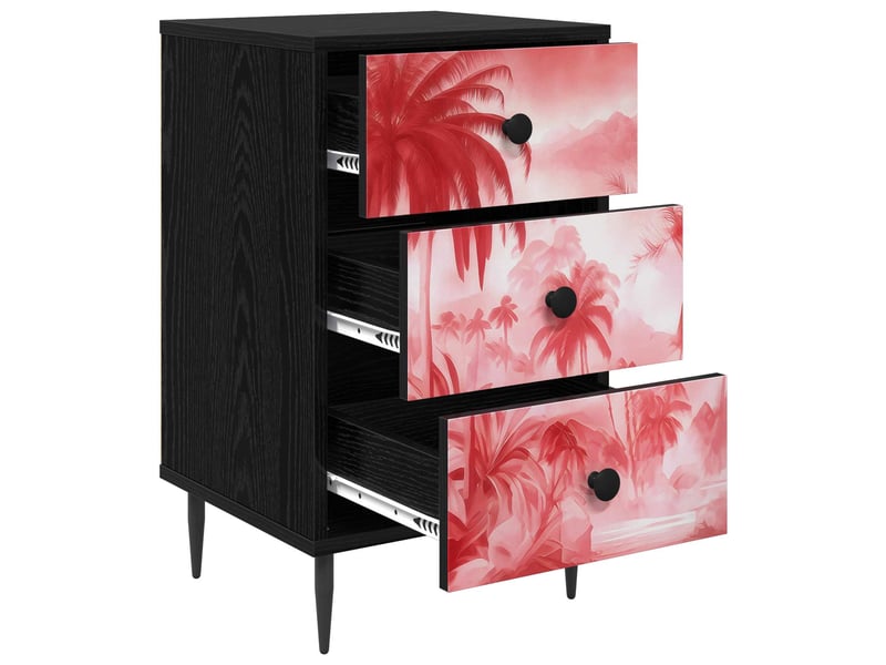  Table de chevet - cabinet de chevet - table de nuit aachen chêne noir 36 x 33 x 61 cm  - Conforama C
