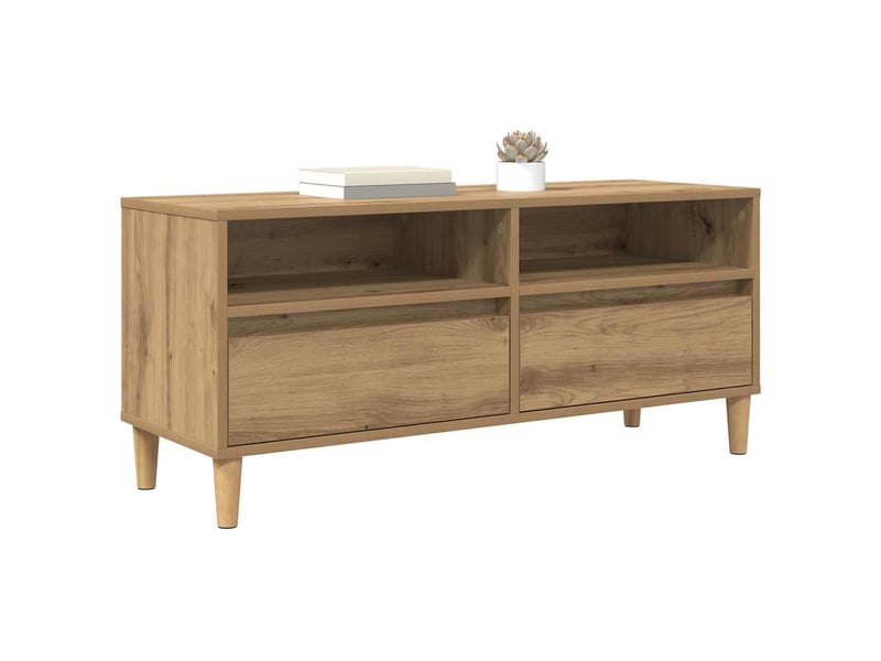  Meuble tv - banc tv - meuble de rangement 100 x 34,5 x 44,5 cm chêne artisanal  - Conforama C