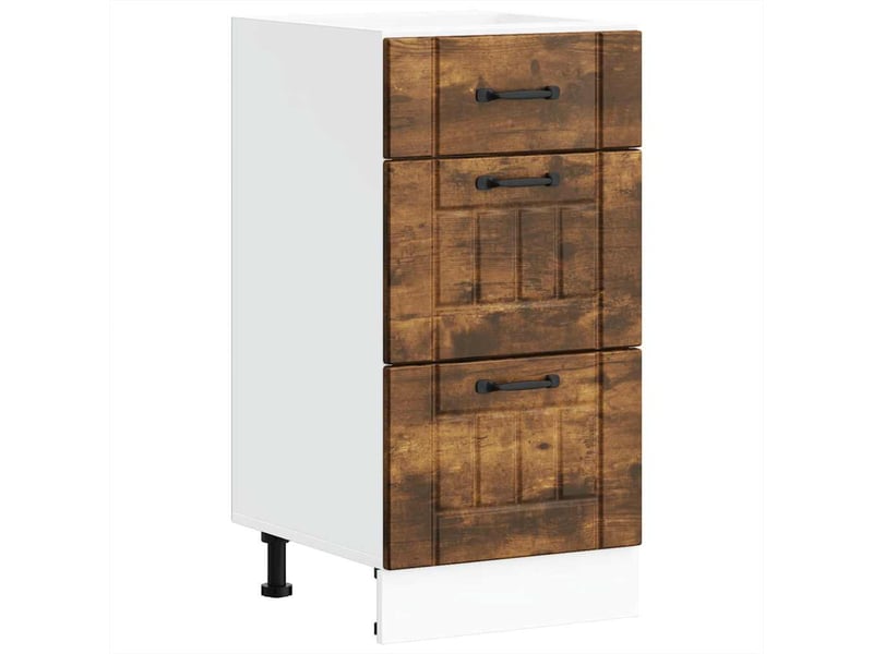 Meuble de rangement, armoire de cuisine lucca chêne fumé bois ingénierie shl1452 - Conforama A