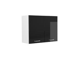 Vicco armoire en verre, noir haute brillanceblanc, 80cm