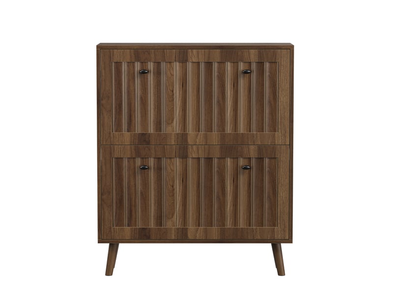  Meuble à chaussures 80x24x95 cm coloris noyer avec 2 abattants  - Conforama A