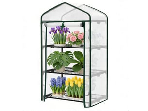 Serre de jardin 69x49x125 cm porte enroulable métal blanc