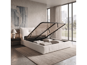Lit coffre 180x200 cm <strong>Sampur</strong>  <strong>PREMIUM</strong> coloris beige