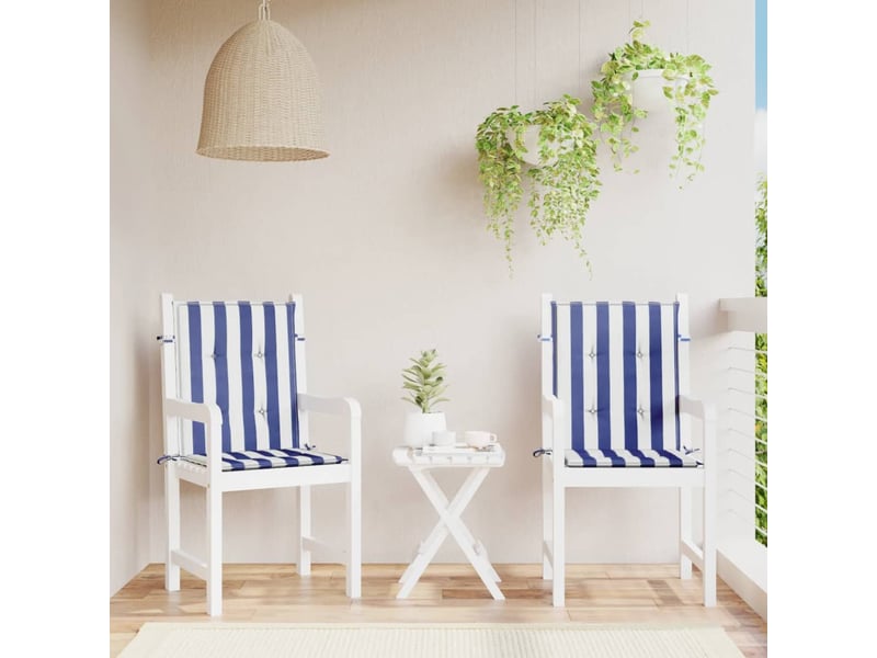  Lot de 2 coussins de dossier,  coussins de dos, tissu oxford bleu et blanc cf59447  - Conforama B