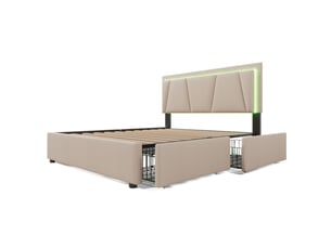 Lit avec rangement 160x200 cm <strong>HNCBB</strong>  <strong></strong> coloris beige
