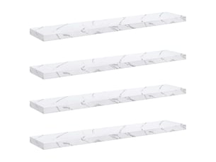 Lot de 4 étagères murales, étagères flottantes, étagères suspendues marbre blanc 120 x 23,5 x 3,8 cm cf41868