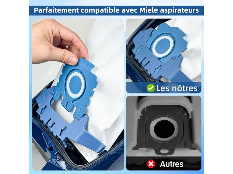  Lot de 12 sacs à poussière pure gn 3d compatibles avec les aspirateurs miele hyclean gn classic c1 complete c2 complete c3  - Conforama C