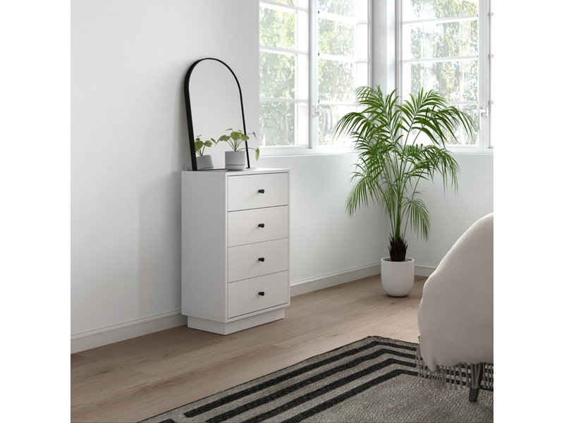  Commode à 4 tiroirs avec protection anti-basculement, style moderne, pour chambre et salon, 47 × 29 × 75 cm  - Conforama C