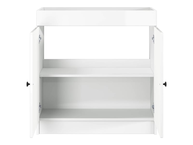 Armoire sous évier de salle de bain, meuble de rangement blanc brillant shl6523  - Conforama D