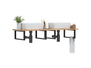 Étagère de vasque | étagère murale acier et bois massif d'acacia shl4877