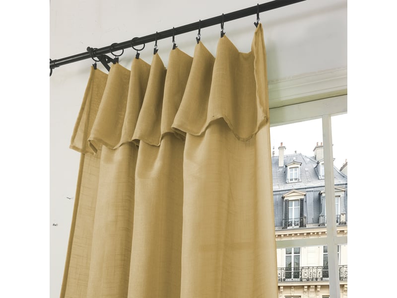  Rideau ajustable 140 x 270 cm + 8 anneaux pinces effet lin evasion miel CP-EVASION-MIEL - Conforama E