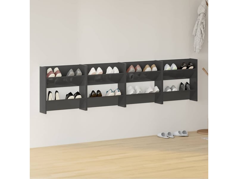  Armoires à chaussures murales 4 pcs gris brillant 60x18x60 cm  - Conforama B