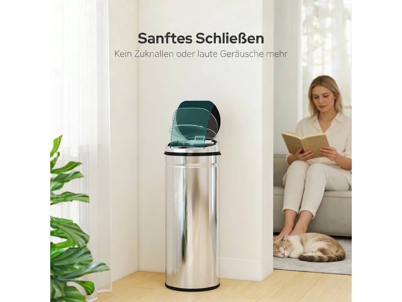  Poubelle automatique à capteur infrarouge 50 l en métal inoxydable ø 30,5 x h 81,5 cm  - Conforama E