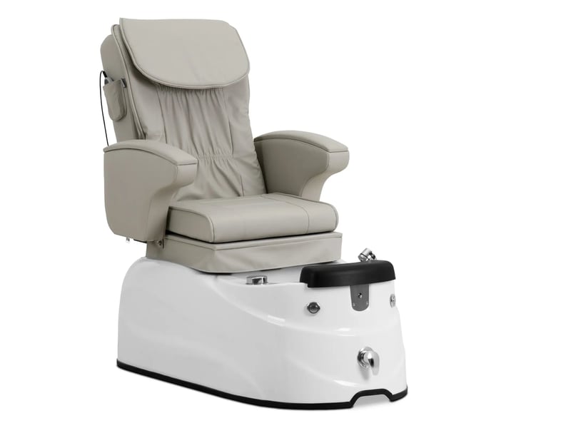 Fauteuil pédicure électrique avec bain de pieds éclairé et fonction de massage 105 watts 150 kg beige blanc 14_0009022  - Conforama A