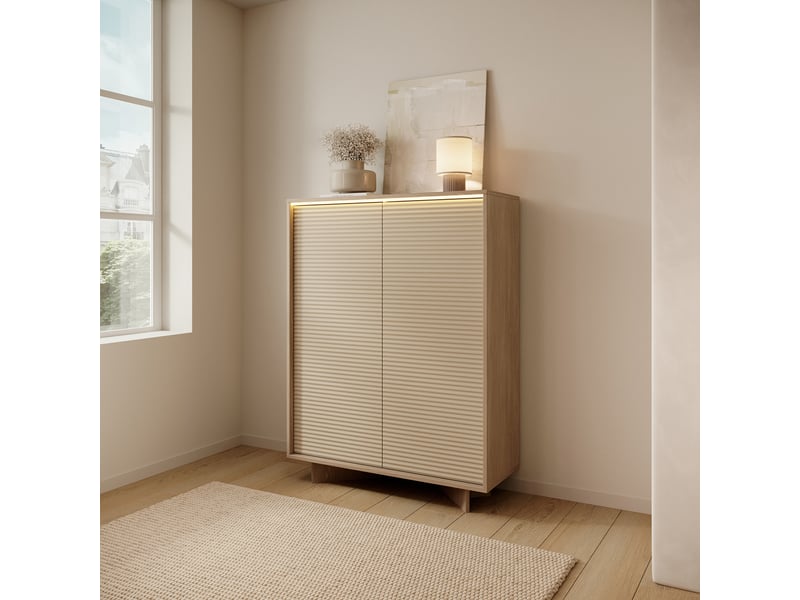  Crédence hasota, buffet 4 étagères, 104x40x138h cm chêne marron Hasota - Conforama B