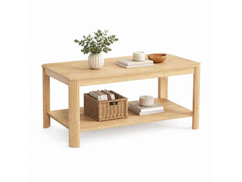  Table basse 100x50x45 cm en panneau de particules avec rangement ouvert naturel chicfurn  - Conforama A