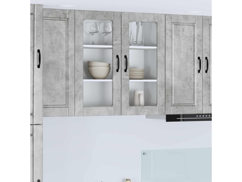 Meuble mural de cuisine, cabinet en verre mural gris béton 80x31x80cm shl1811 - Conforama B