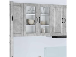 Meuble mural de cuisine, cabinet en verre mural gris béton 80x31x80cm shl1811