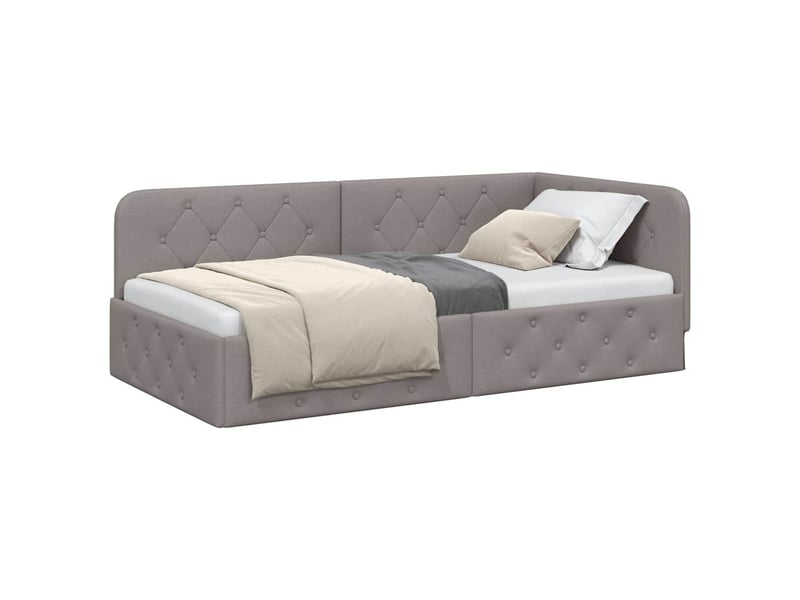  Lit simple- lit adulte -  cadre de lit d'angle taupe 100 x 200 cm tissu  - Conforama B