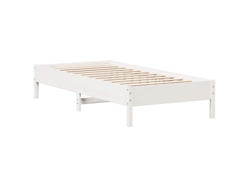  Lit simple- lit adulte -  cadre de lit sans matelas blanc 100x200 cm bois de pin massif  - Conforama A