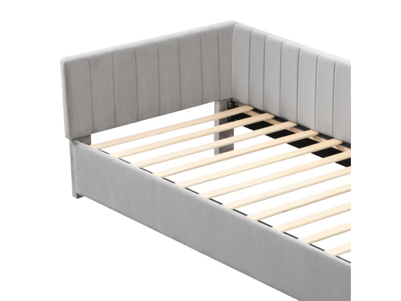  Lit simple canapé-lit 90x200 cm multifonctionnel avec sommier, velours, gris, sans matelas  - Conforama E