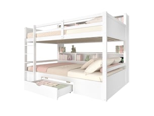 Lit superposé 90x200 cm <strong>MERAX</strong>  <strong>lit enfant blanc</strong> coloris blanc
