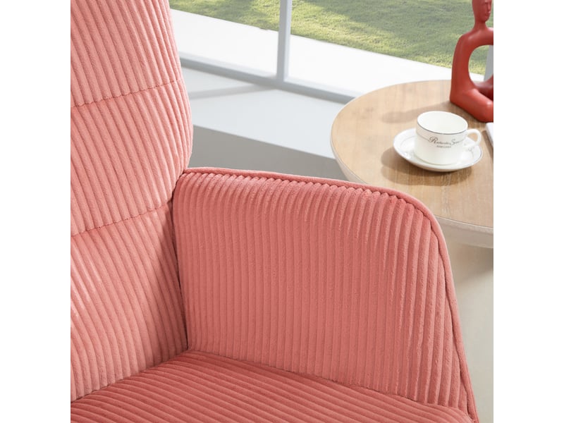  Fauteuil à bascule rose en velours côtelé, chaise à bascule avec accoudoirs, fauteuil de relaxation pour salon  - Conforama E