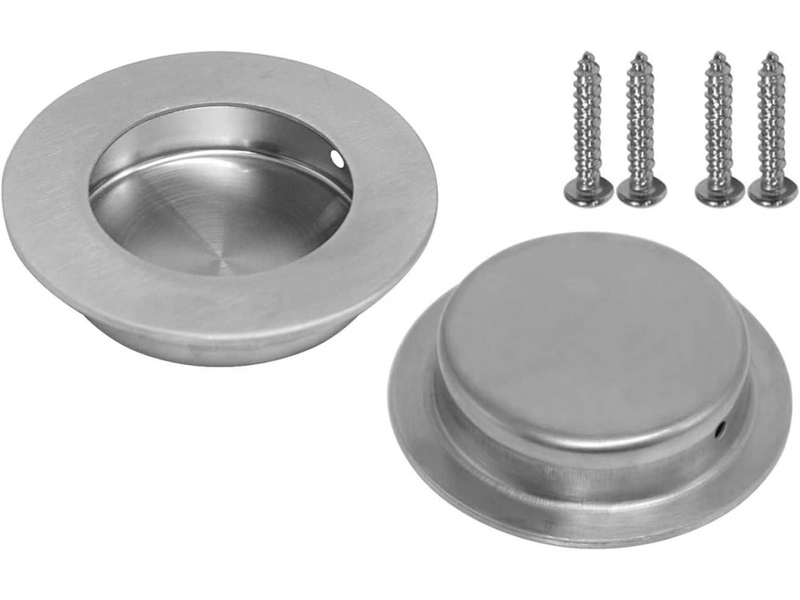 Jeu de 4 poignées de porte coulissante encastrées en acier inoxydable, adaptées aux tiroirs de portes coulissantes, avec vis - Conforama E