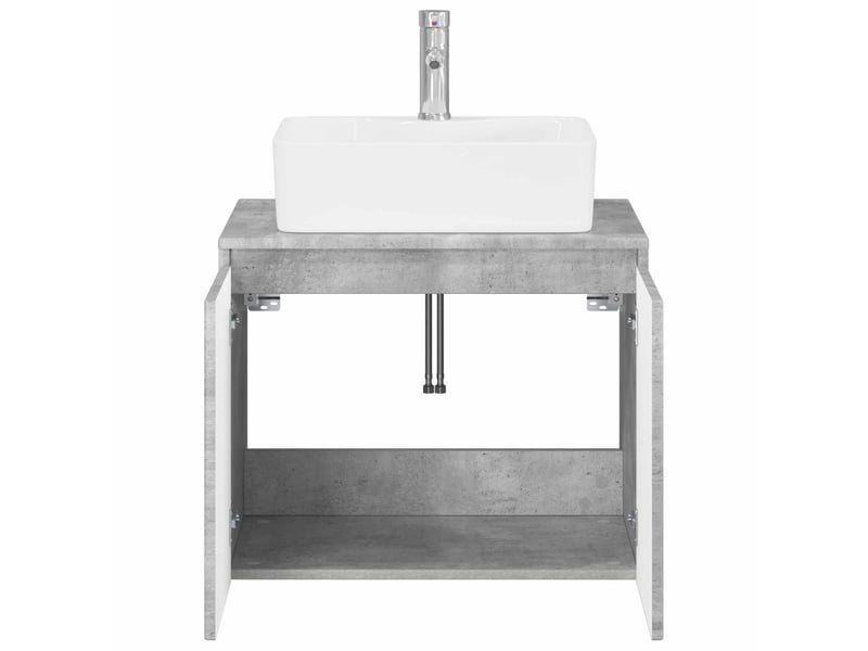  Ensemble de mobilier de salle de bain gris béton cf64682  - Conforama C