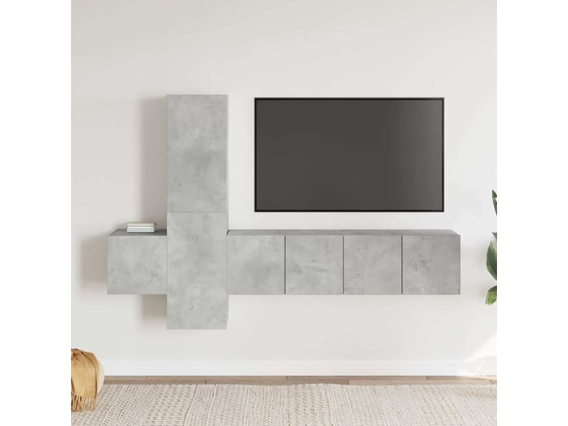  Ensemble de meubles tv 5 pcs gris béton bois d'ingénierie shl72892  - Conforama B