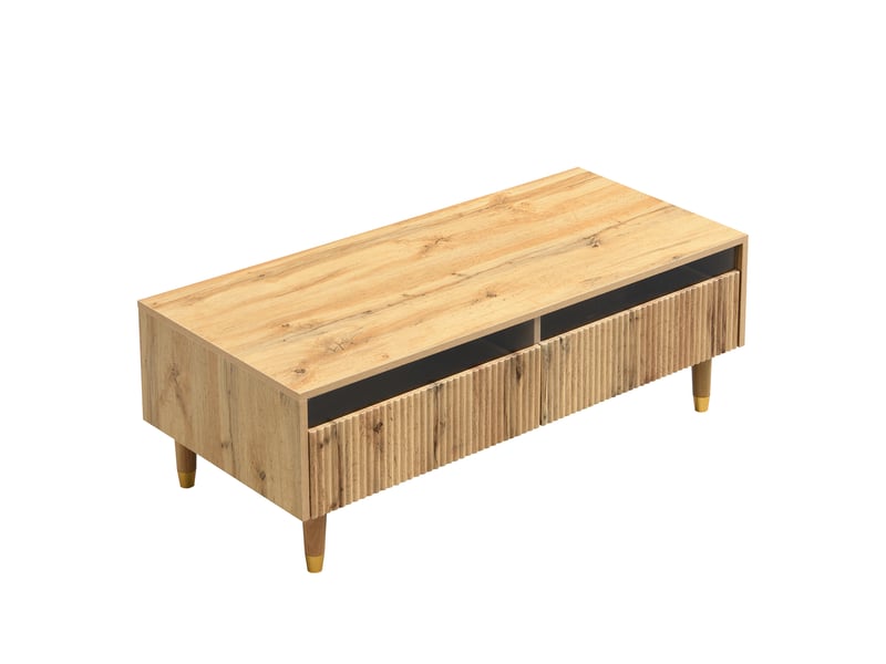 Table basse avec led 110 x 50 cm en mdf couleur bois - Conforama W