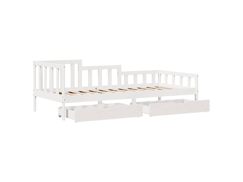  Lit simple- lit adulte -  lit de jour et tiroirs sans matelas blanc 80x200 cm bois massif  - Conforama D