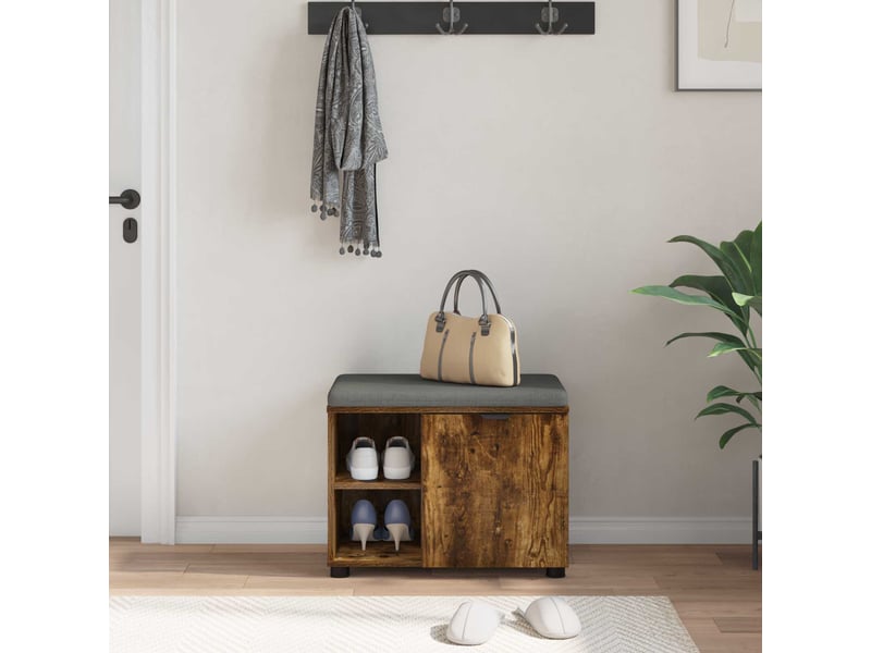  Banc d'entrée, banc interieur avec coussin chêne fumé 60x38x46 cm shl2771  - Conforama D