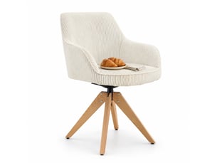 Chaises de salle à manger lot de 2 pivotantes 360° avec accoudoirs - velours, bois massif - blanc cassé
