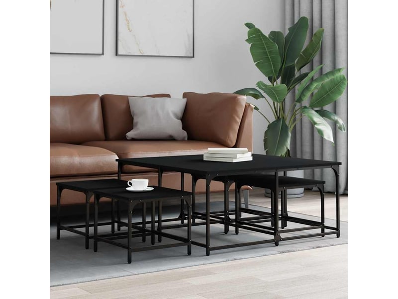  Tables basses gigognes 5 pcs - table de salon - table à thé noir bois d'ingénierie  - Conforama B