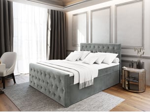 Lit avec rangement 140x200 cm <strong>MASSENO</strong> <strong></strong> coloris gris
