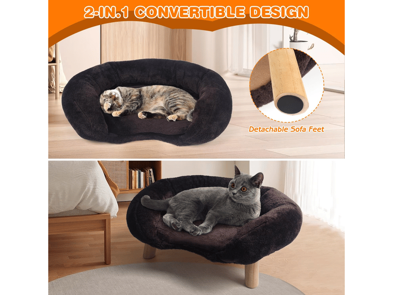 Canapé félin 50x40x24 cm – marron – bordure enveloppante antidérapante et entrée ouverte, repos confortable - Conforama D