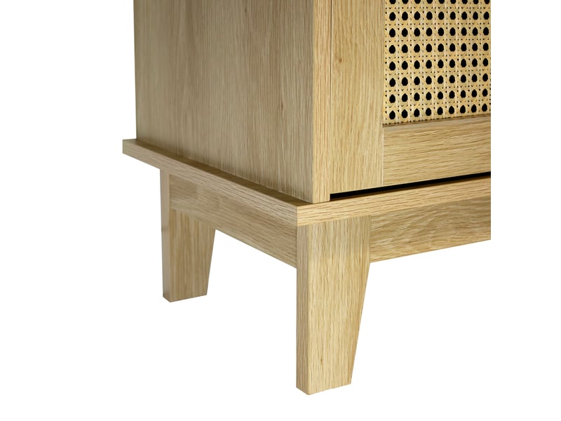 Commode 2 portes et 3 étagères cannage bois naturel 80 x 34 x 96 cm 62106 - Conforama R