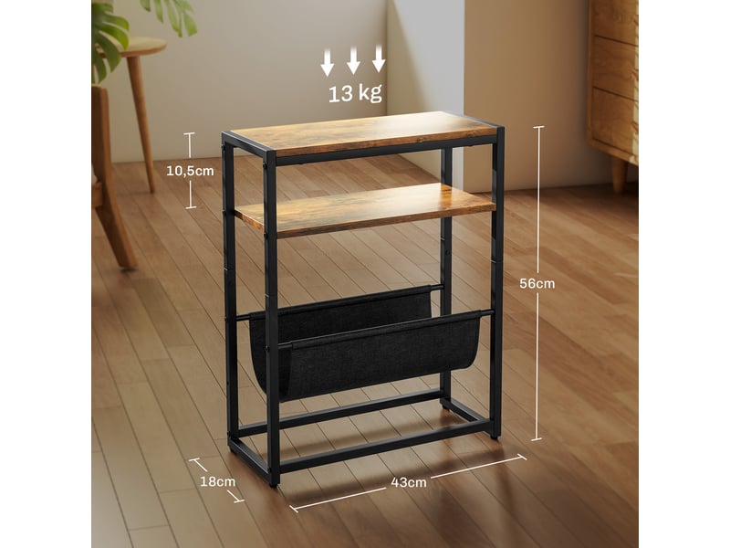  Table d'appoint bout de canapé avec étagère et porte-revues structure en acier 43l x 18p x 56h cm - design industriel  - Conforama C