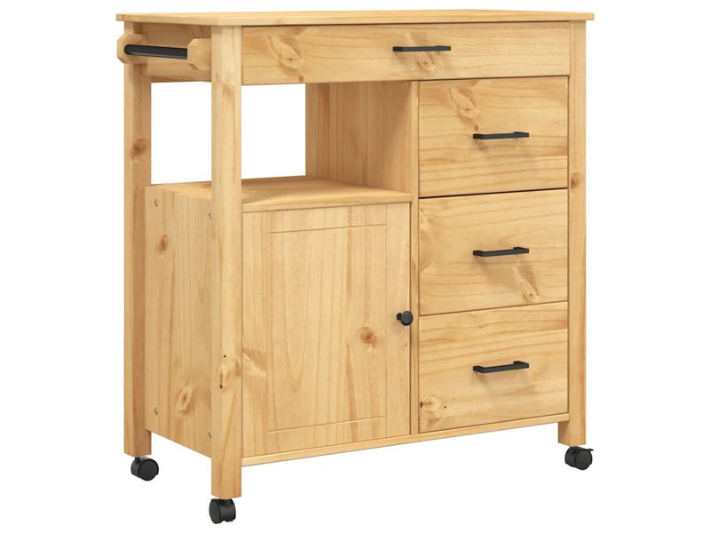  Desserte de cuisine, chariot de rangement 84x40x88.5cm bois massif de pin shl95772  - Conforama A