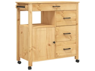 Desserte de cuisine, chariot de rangement 84x40x88.5cm bois massif de pin shl95772
