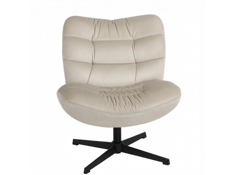  Fauteuil lounge pivotant en chenille crème 70 x 80 x 82 cm  - Conforama A