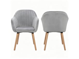 Lot de 2 chaises de salle à manger 50x42x81cm dossier confortable dotée d'accoudoirs en acier et bois gris clair