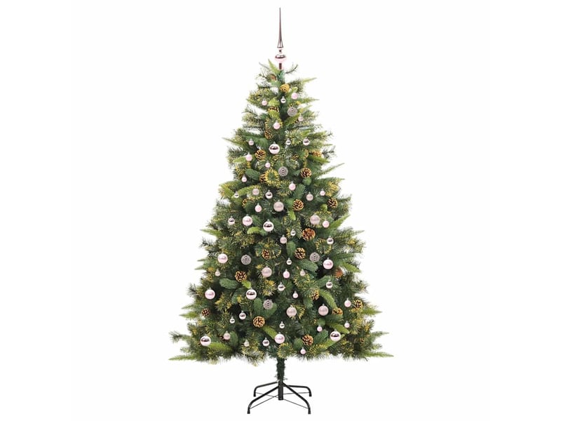 Sapin de noël - arbre de noël artificiel avec branches pliables et cônes 210 cm - Conforama D