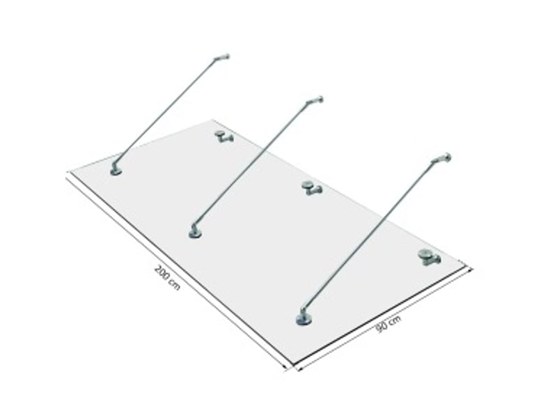  Marquise de porte en verre trempé 200x90 cm – transparente – supports inox 304 réglables, kit de fixation inclus  - Conforama C